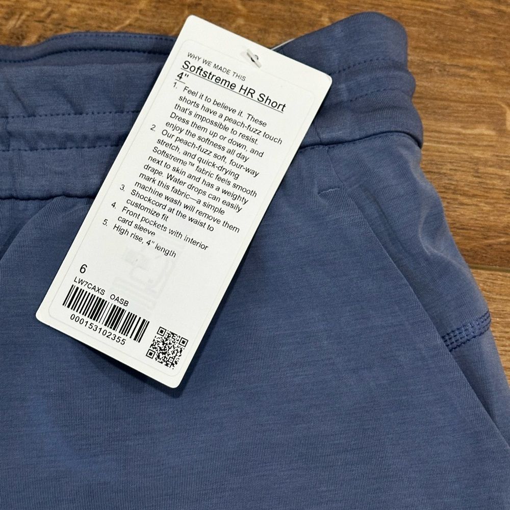 Lululemon Softstreme HR Shorts Oasis Blue 4inch Sz 6 NEW Cozy Athleisure Short - Picture 3 of 7